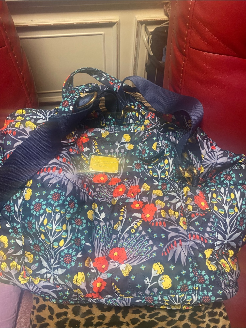 Marc Jacob’s Floral Quilted Tote with Navy Straps 20” wide